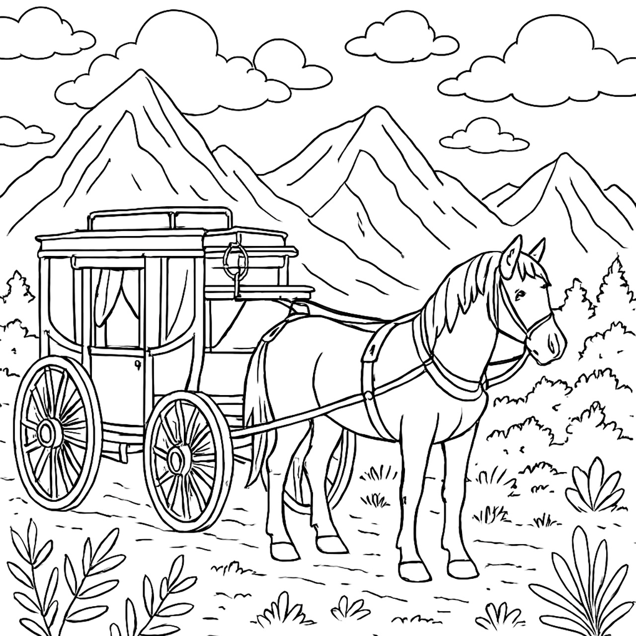 stage-coach-coloring-page Cabin open house schedule for 2024 summer.